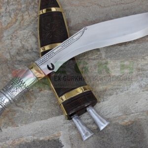 10.5-inch-Chainpure-Special-Carved-Khukuri-Historical-Kukri-Almunium-Handle-Typically-village-kukri-Famous-Nepali-Knife-Handmade-Sharped