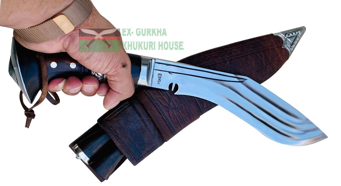 thumbnail image 2 of GK&CO. Kukri House Authentic Knife-12 Blade World War II 'The Survival Alive' Kukri/Khukuri Full Tang With Black Leather Sheath-Handmade In Nepal -Warehoused & Ship From USA 2 of 14