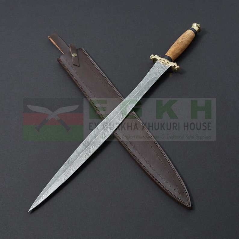 Custom Hand Forged Damascus Steel Viking Sword - Knife Store