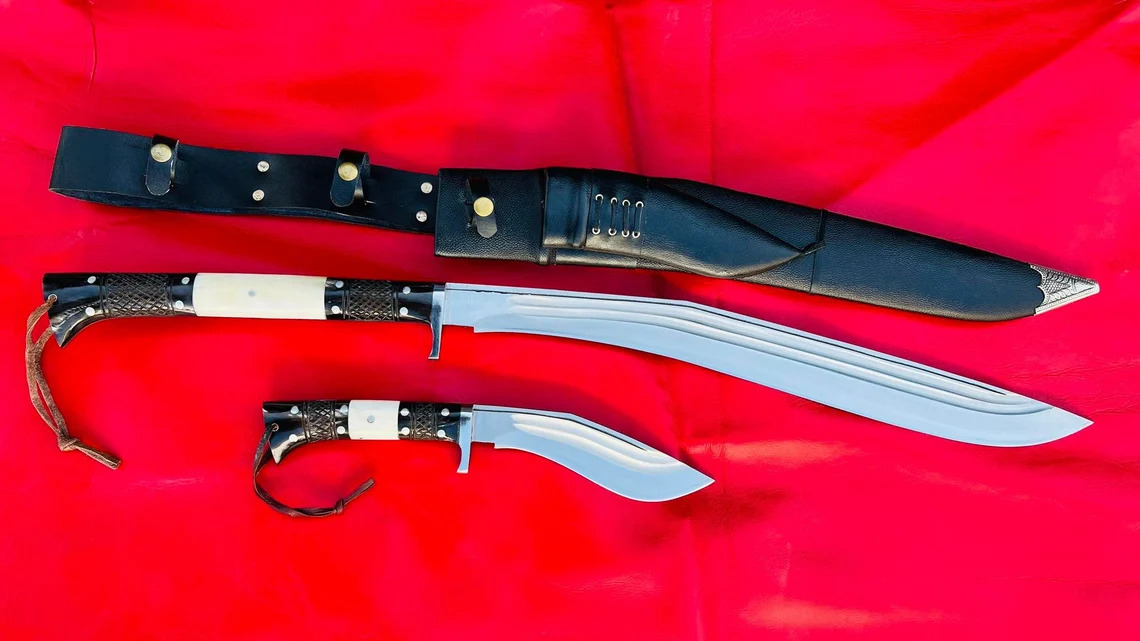 21 inch 2 Chirra (2 Fuller) Siru Sword | Shot Knife | Custom Khukuri with EUK (Extra Utility Kukri)