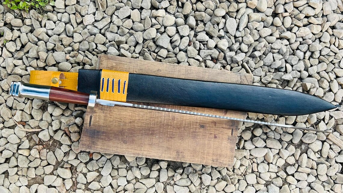 24-inch-Bayonet-long-Sword-Handmade-sharp-blade-fixed-Blade-Balance-oil-quenching-tempered-5160-leaf-spring-functional-Balanced