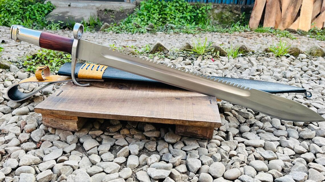 24-inch-Bayonet-long-Sword-Handmade-sharp-blade-fixed-Blade-Balance-oil-quenching-tempered-5160-leaf-spring-functional-Balanced