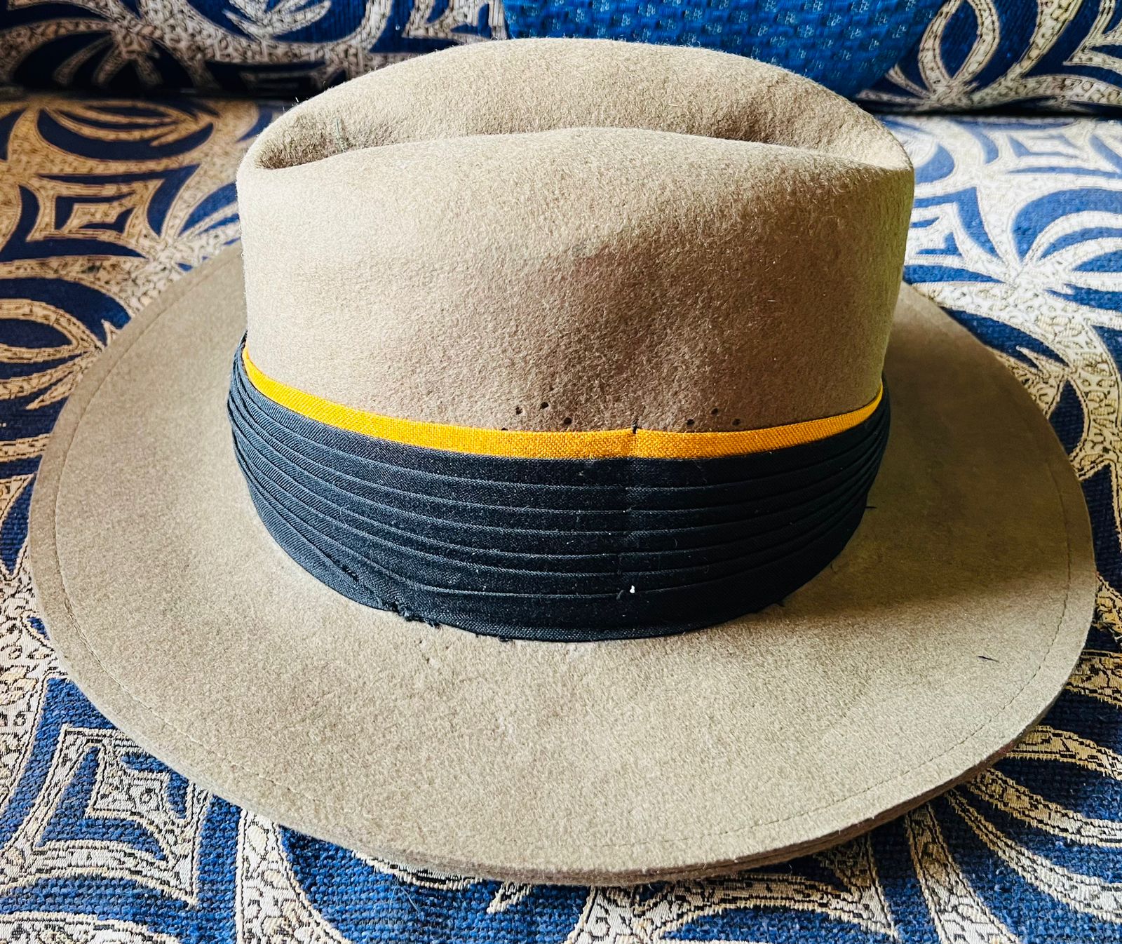 Gurkha Rifles Hat | Brown Hat | Black Strap with Yellow Border