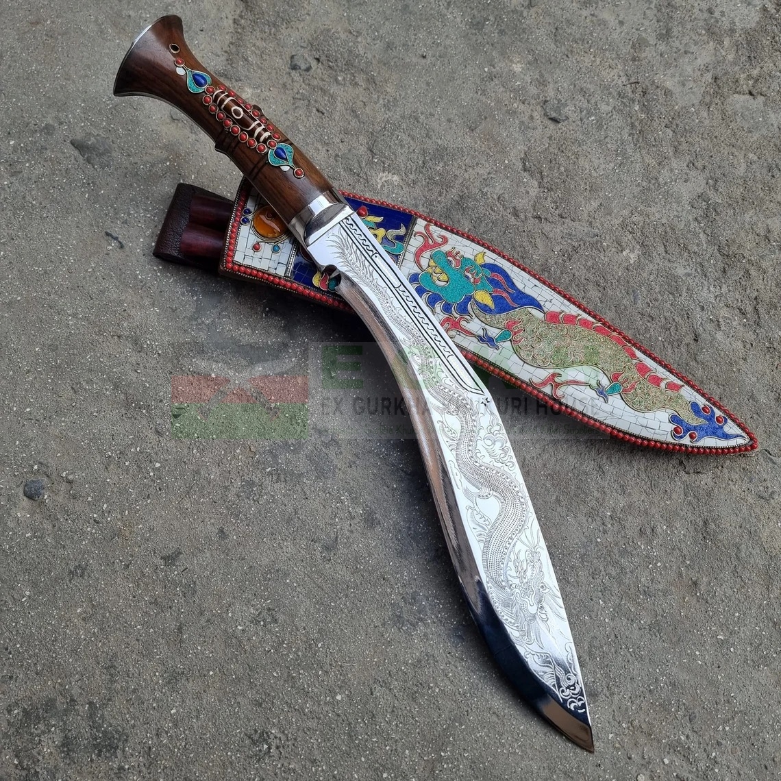 dragon engraved kukri knife EGKH