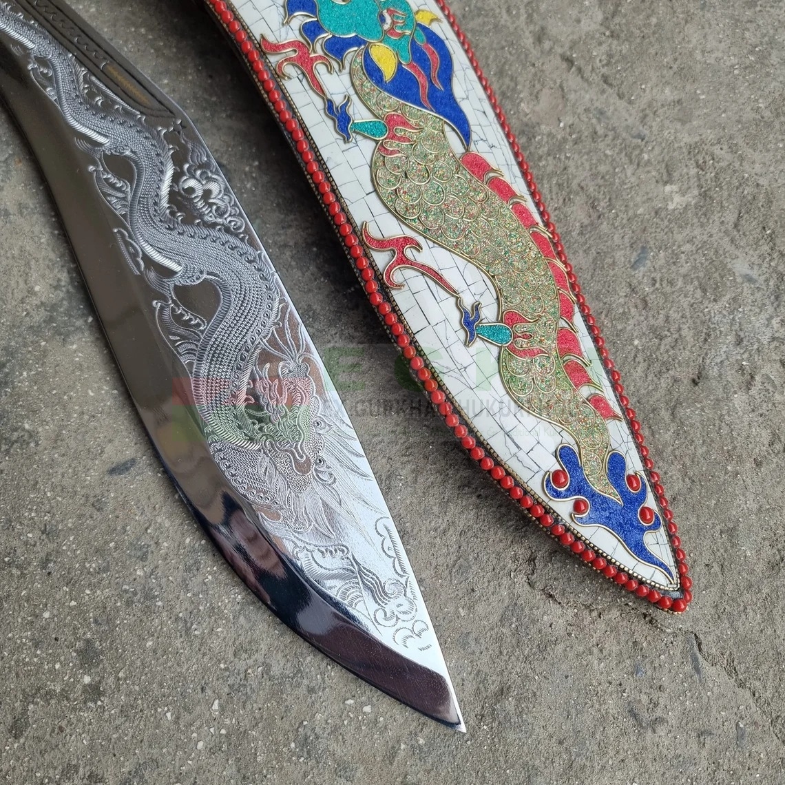 dragon engraved kukri knife EGKH
