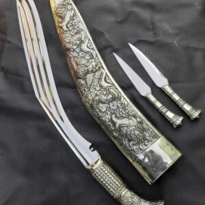 32" 3 Fullers Balance Hand Etching Metal Sheath And Handle Kukri