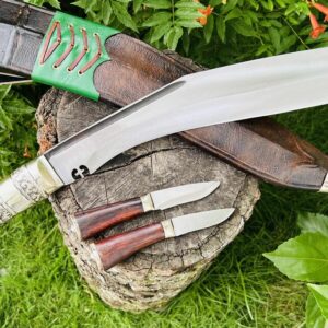 16.5" Traditional Sirupate Etched White Metal Handle Kukri